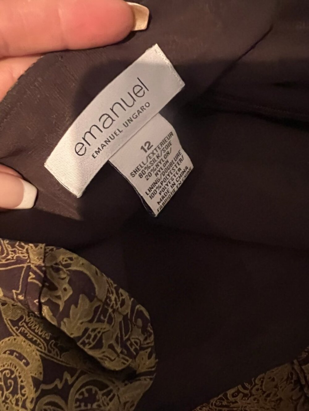 VINTAGE Y2K EMANUEL BY EMANUEL UNGARO PAISLEY SILK PLEATED SKIRT SZ 12 - Picture 3 of 3